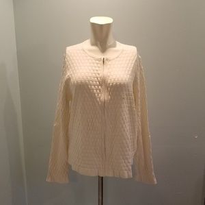 Ann Taylor L/S Cream Embossed Cardigan XL